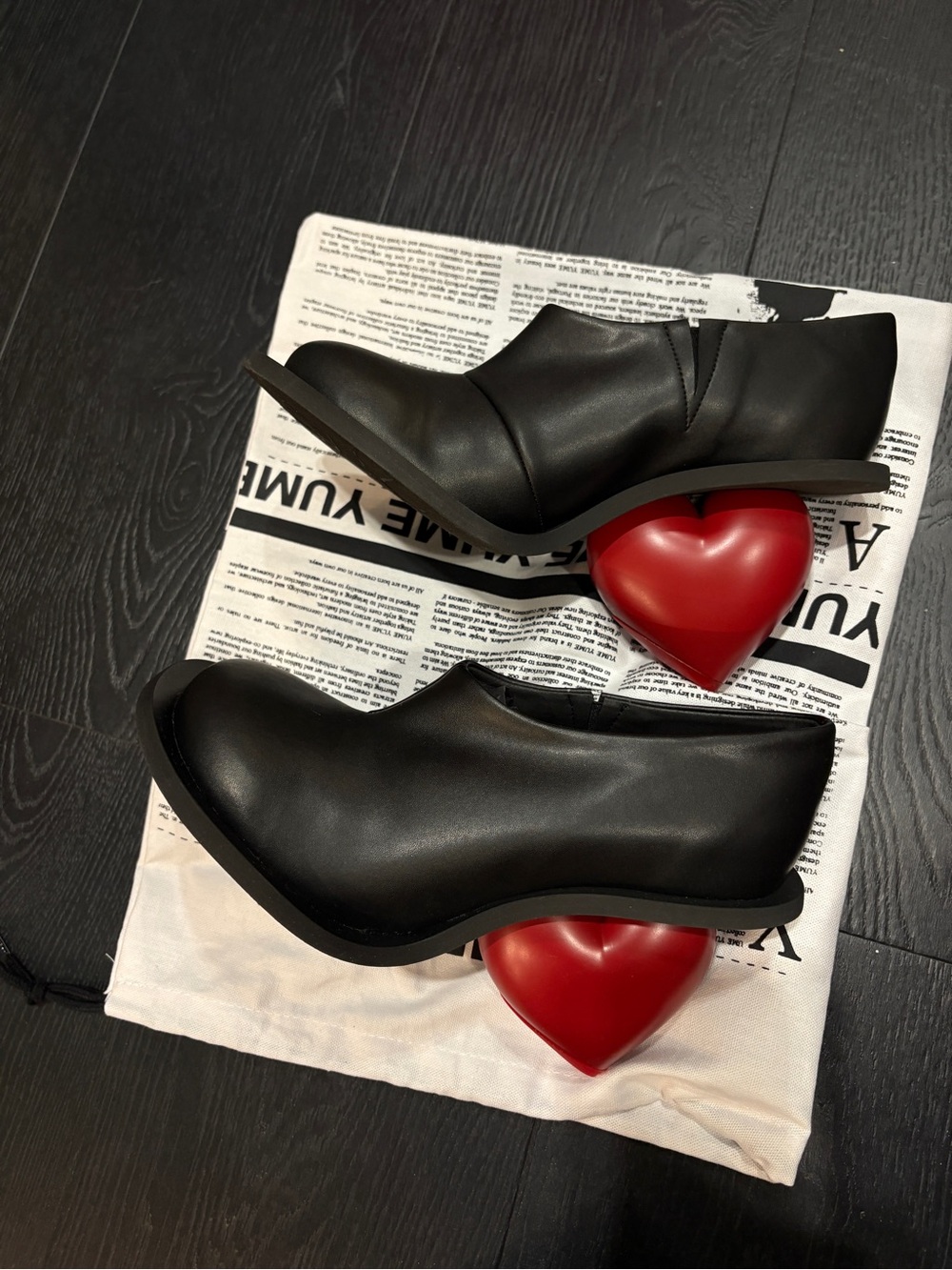 Women's Black Leather-Look Heeled Ankle Boots